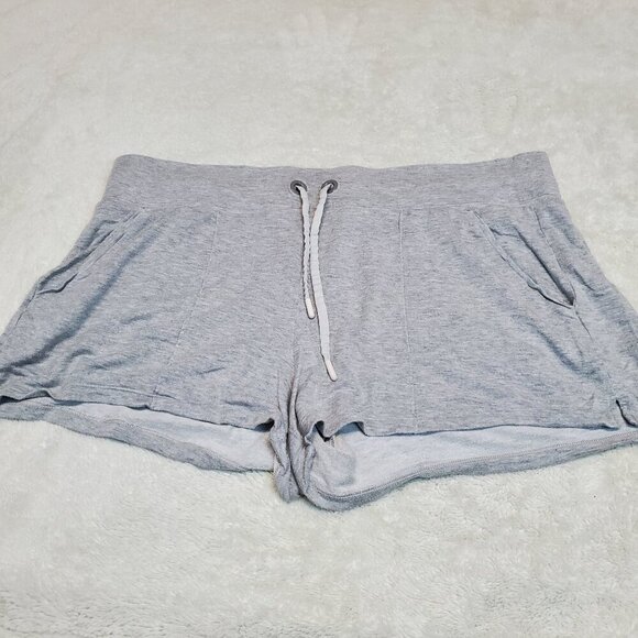 Athleta Gray White Drawstring Modern Metro Micro Mini Shorts‎ Plus Size Women 1X - Picture 1 of 7